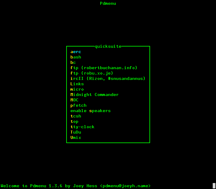 Pdmenu: quicksuite
