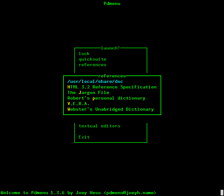 Pdmenu: references